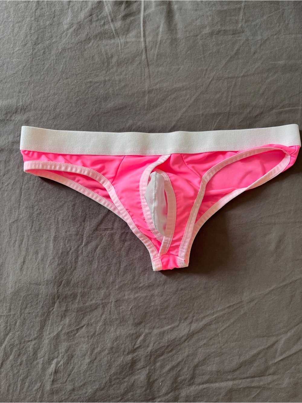 Bright Neon Pink Bikini Brief with White Trim